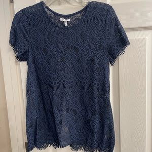 Navy Blue Floral Blouse